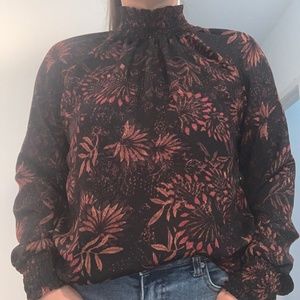 High neck printed blouse